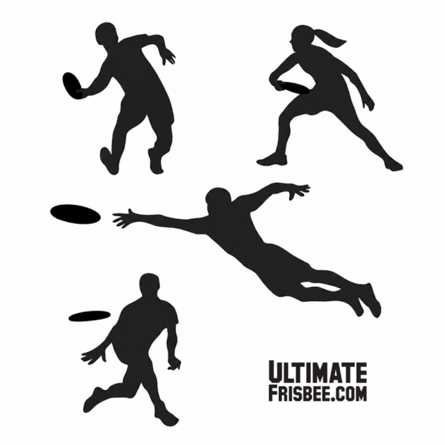 Ultimate players throwing, catching, and laying out